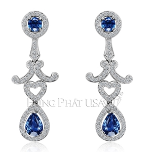 Blue sapphire and diamond Earrings E0649