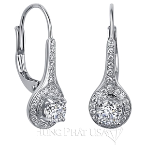 18K White Gold Diamond Dangling Earrings Setting E0526