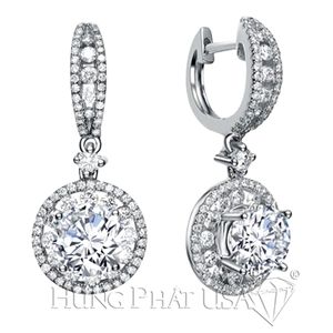 18K White Gold Diamond Dangling Earrings Setting E2261