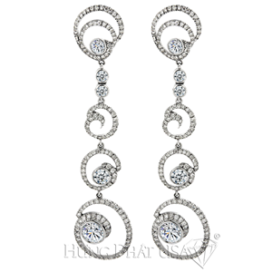 18K White Gold Diamond Dangling Earrings Setting HPER0523