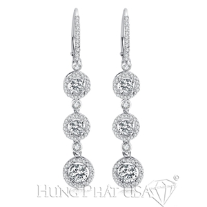 14K White Gold Diamond Dangling Earrings E0514