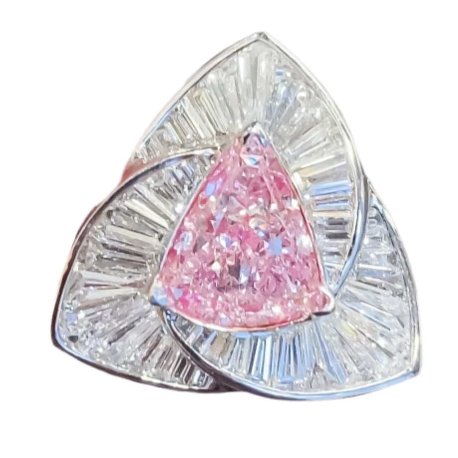 GIA Certified Trilliant Cut Pink Diamond Ring