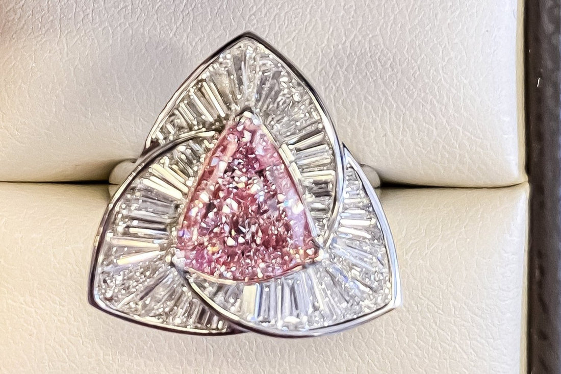 GIA Certified Trilliant Cut Pink Diamond Ring