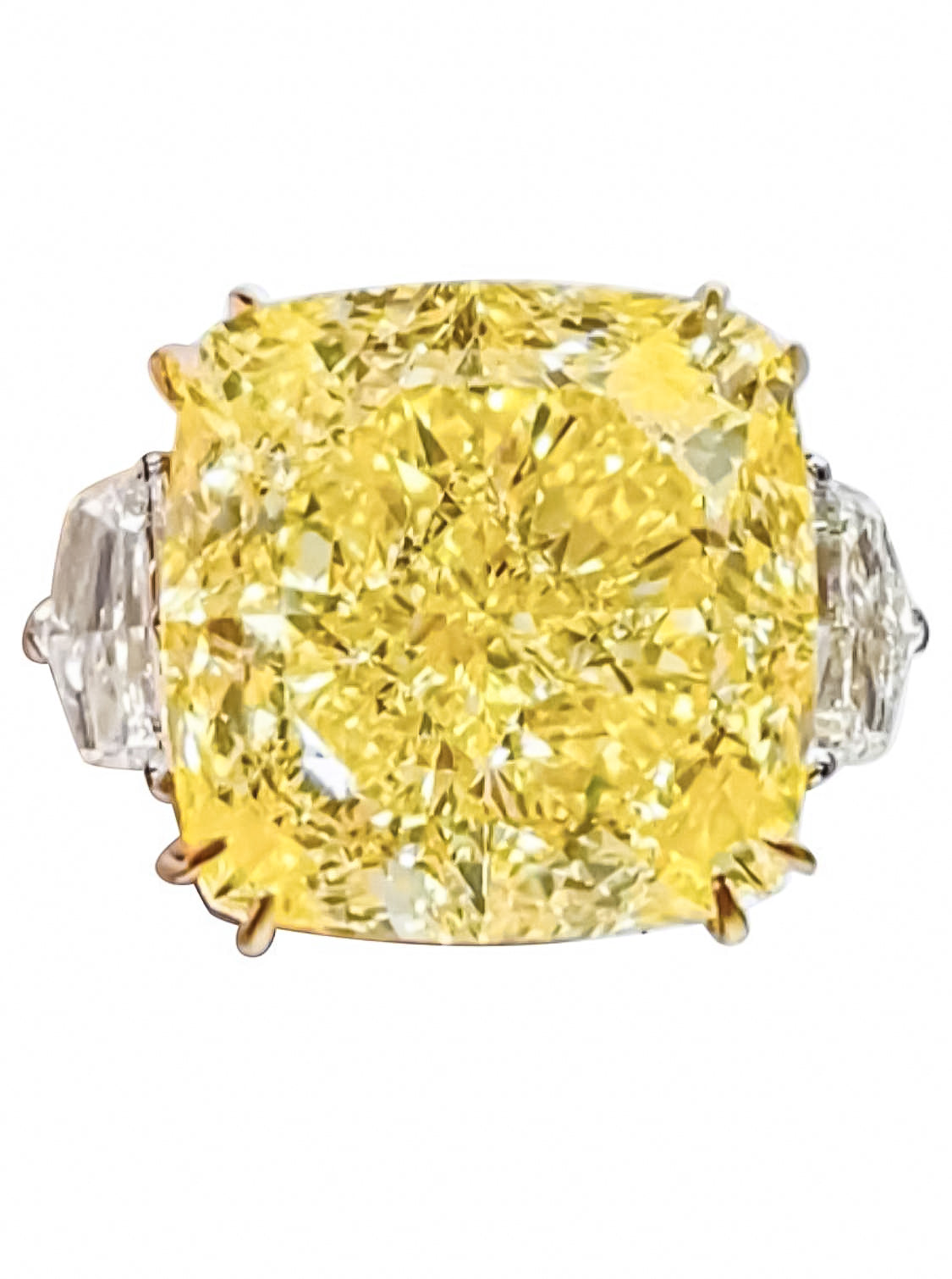 GIA Certified 34.00 Carat Fancy Intense Yellow Diamond Ring