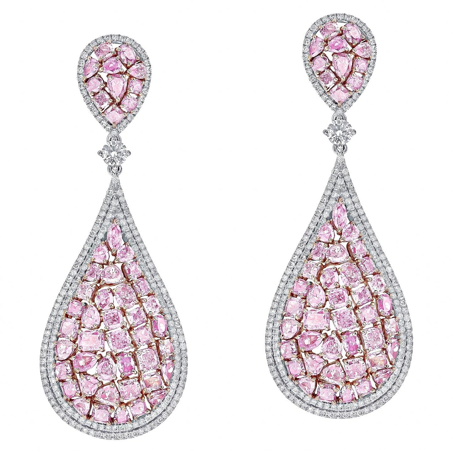 Natural Pink Diamond Earrings