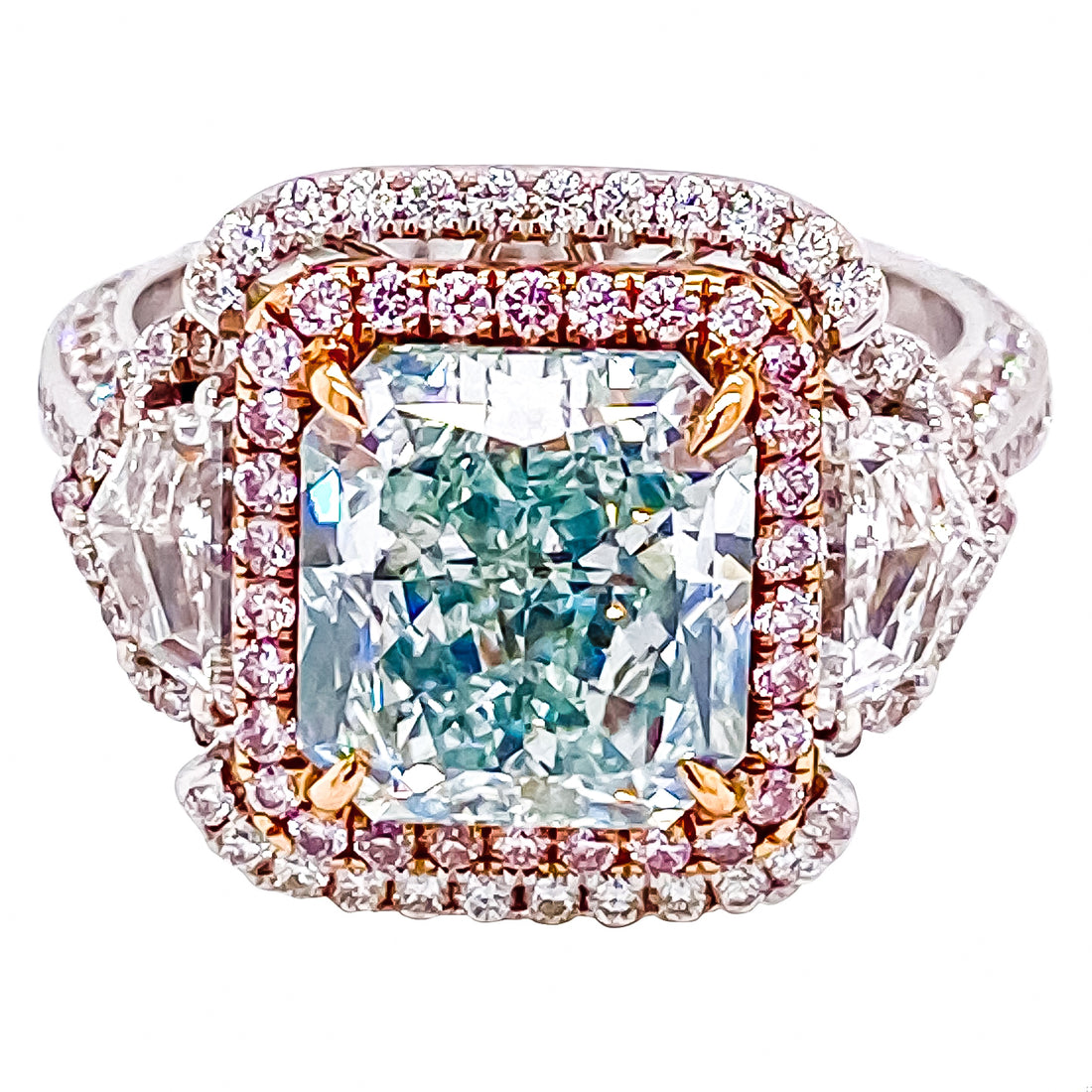 GIA Certified 4.00 Carat Fancy Bluish Green Diamond Ring