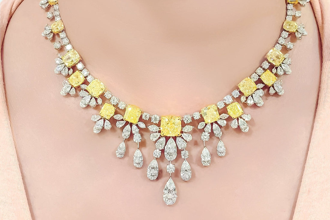 Gia Certified 56.00 Carat Yellow Diamond Necklace