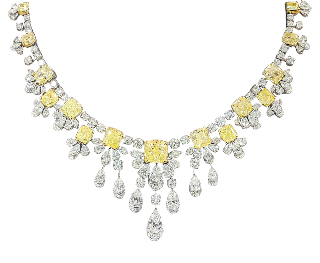 Gia Certified 56.00 Carat Yellow Diamond Necklace