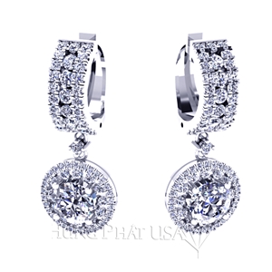 18K White Gold Diamond Dangling Earrings Setting E2261