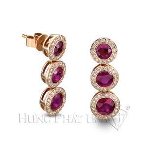 Red Ruby & Diamond Earrings E0757