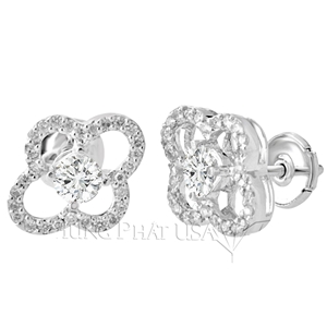 18K White Gold Diamond Stud Earrings Setting E0723