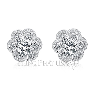 18K White Gold Diamond Stud Earrings Setting E73989