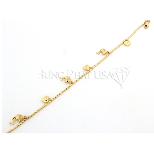 18K Gold Heart and Dolphin Bracelet style L74187